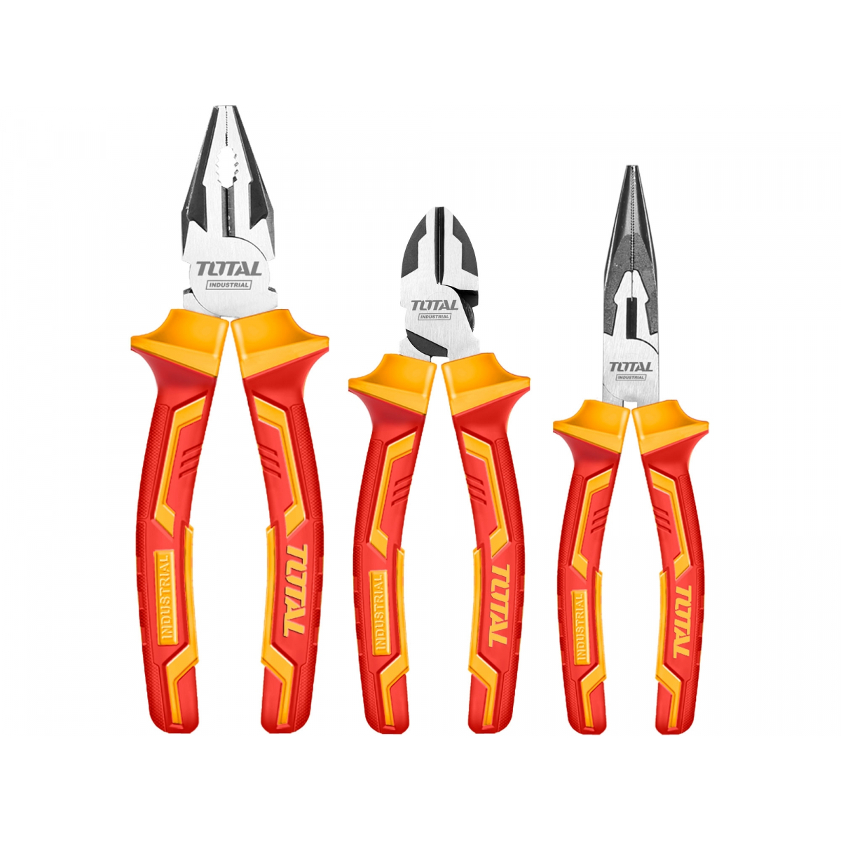 TOTAL Elektrikářské kleště, sada 3ks, industrial, 1000V, CrV