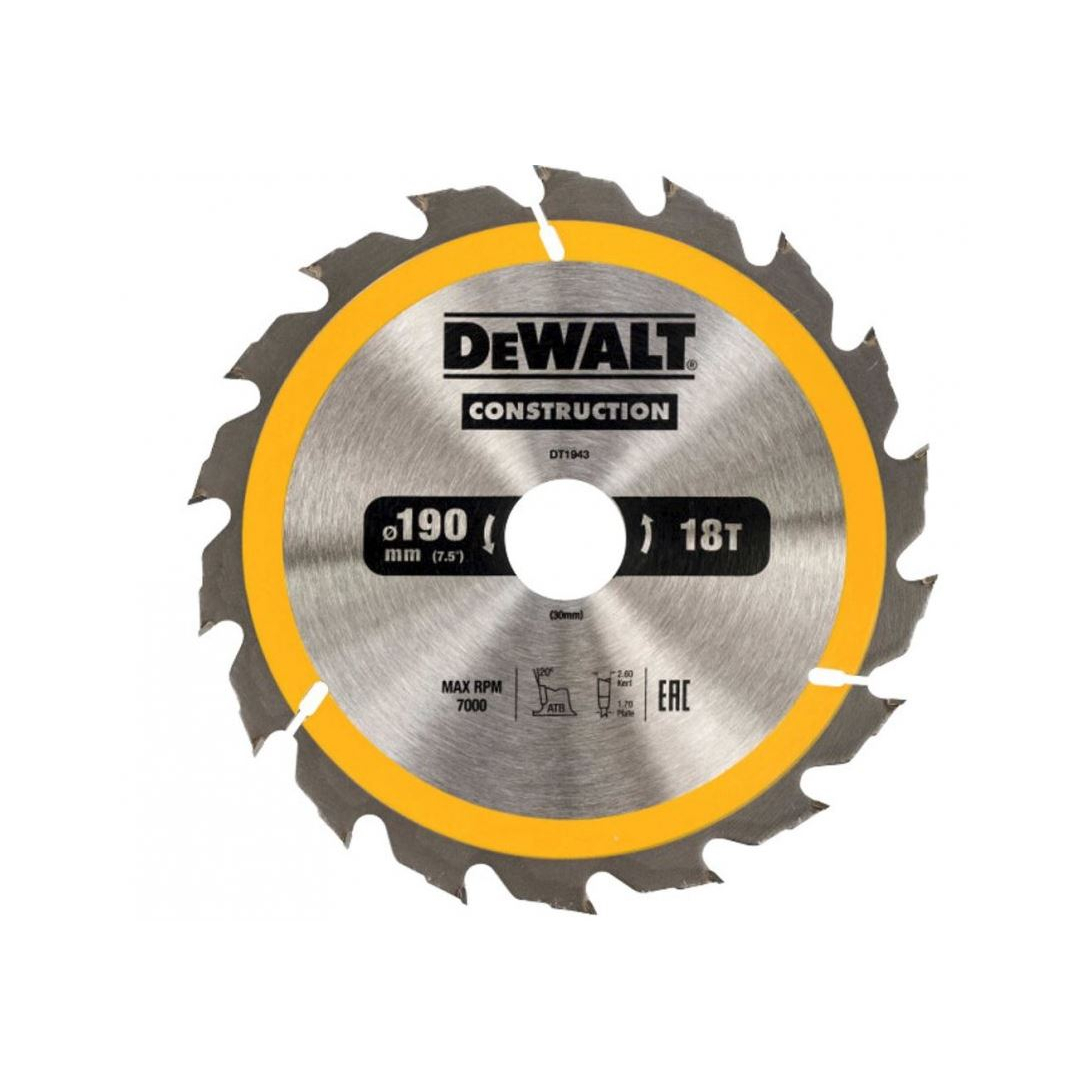 Dewalt pilový kotouč pro kot. pily 190x30mm 18 zubů ATB 20° rychlý podélný řez šířka 1.7mm