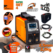 PANTERMAX MMA200LCD invertorová svářečka MMA/TIG + Kabely 2m + Kukla + Plastový Kufr + Elektrody 2.5kg Náhled