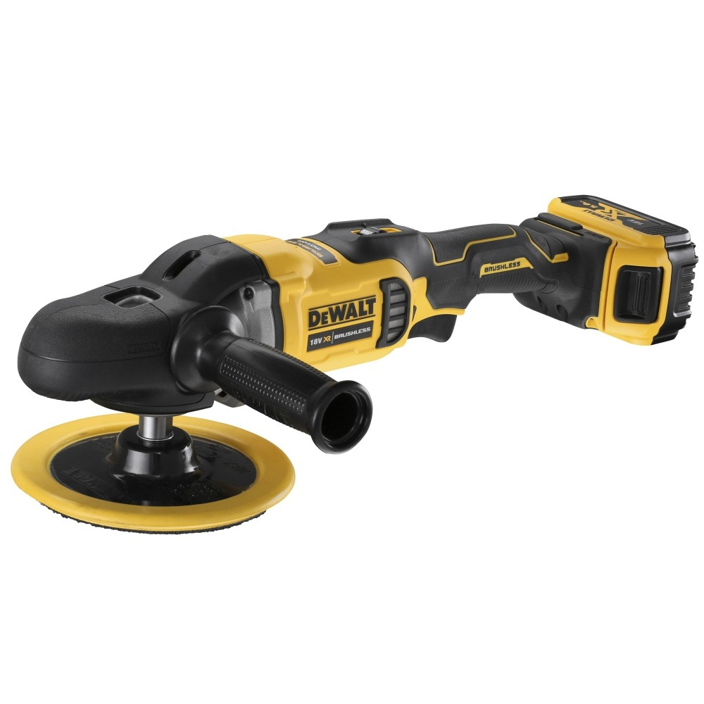 Aku bezuhlíková rotační leštička 125 mm - 180 mm DeWALT DCM849P2