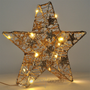 Solight vánoční hvězda glitter, zlatá, kovová, 14x LED, 2x AA Náhled