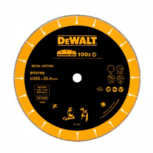 Dia kotouč do rozbrušovačky D28710/D28715 na kov, beton a profily 355x25,4mm DeWALT DT3752