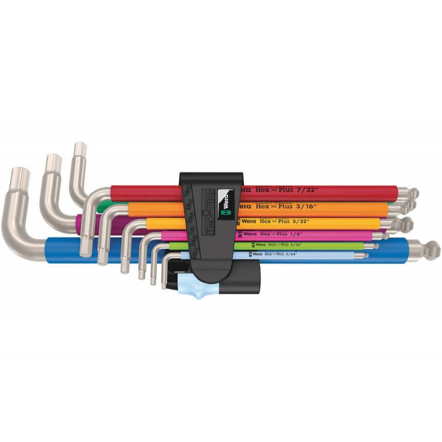 Wera 022860 Zástrčné klíče inbus 3950/9 Hex-Plus Multicolour Imperial Stainless 1, palcové, nerezová ocel (Sada 9 dílů)