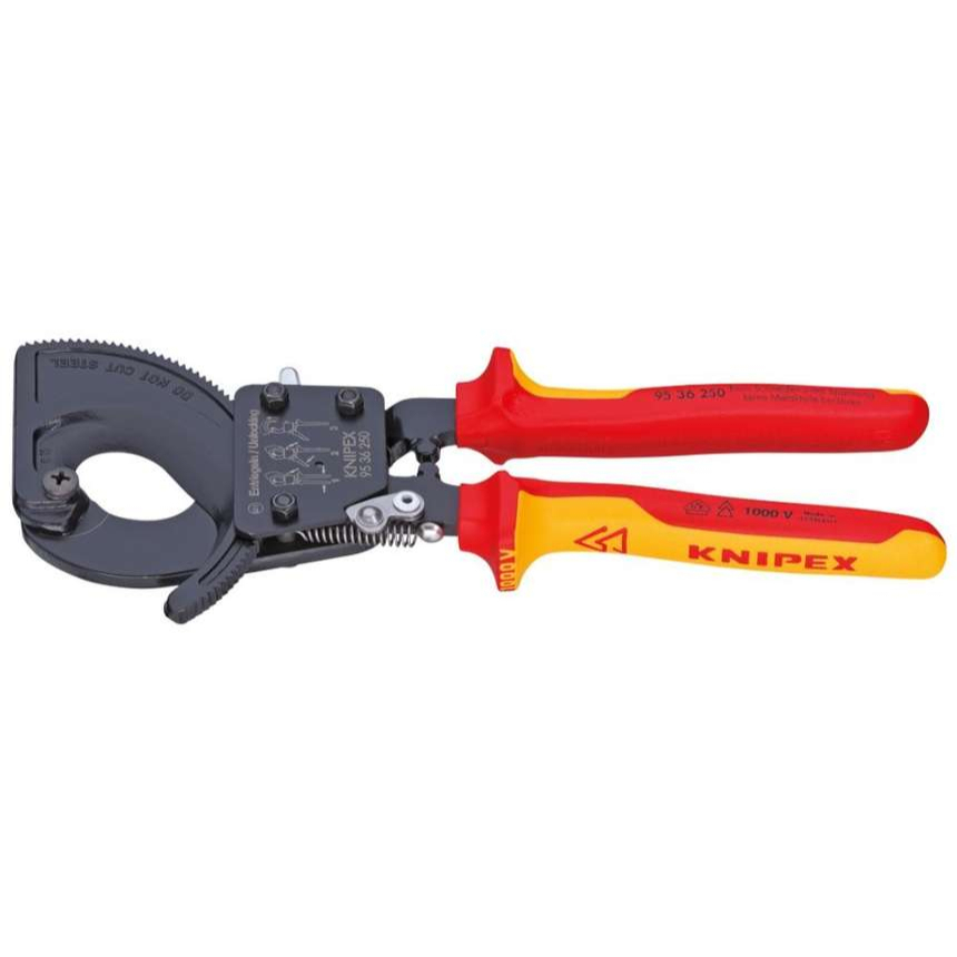 Kleště na kabely 250 mm KNIPEX 95 36 250 - 1000V. Chromováno, vícesložkové návleky VDE