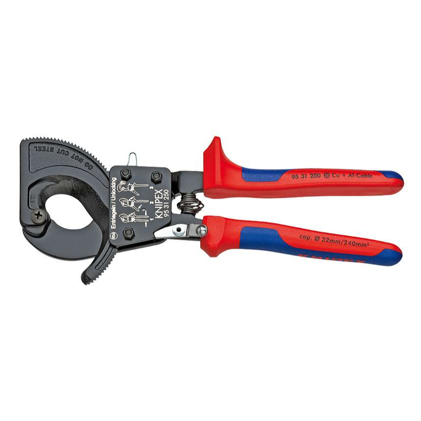 Kleště na kabely 250 mm KNIPEX 95 31 250 - leštěná hlava, plastové návleky