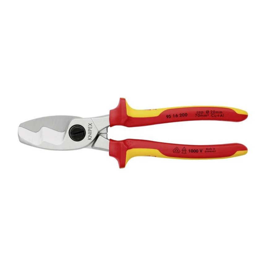 Kabelové nůžky 200 mm, VDE 1000V. KNIPEX 95 16 200 - chromováno, vícesložkové návleky