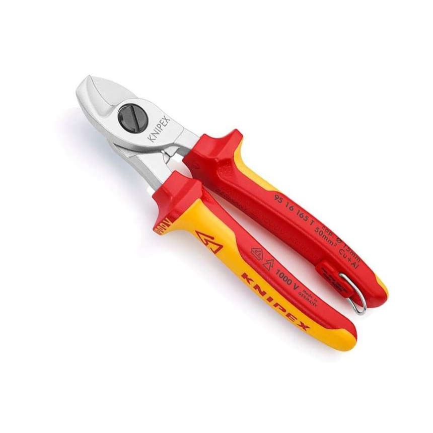 Kabelové nůžky Knipex 95 16 165 T - chromované, vícekomponentní VDE návleky