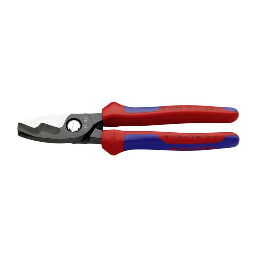 Kabelové nůžky 200 mm KNIPEX 95 12 200 - leštěná hlava, vícesložkové návleky