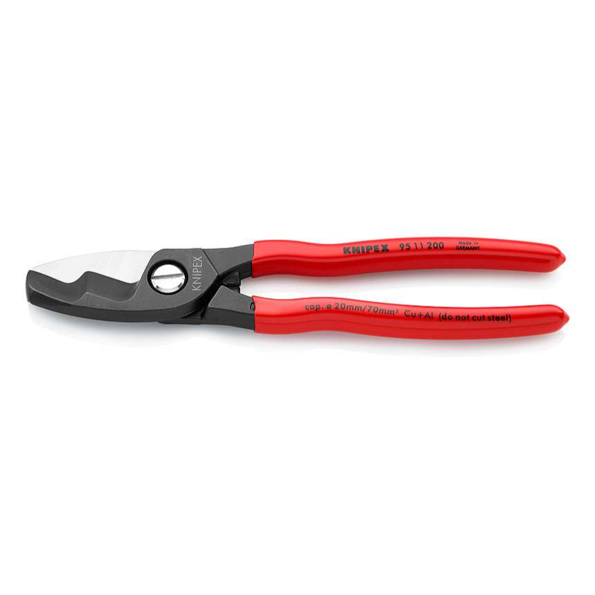 Kabelové nůžky 200 mm KNIPEX 95 11 200 - leštěná hlava, plastové návleky