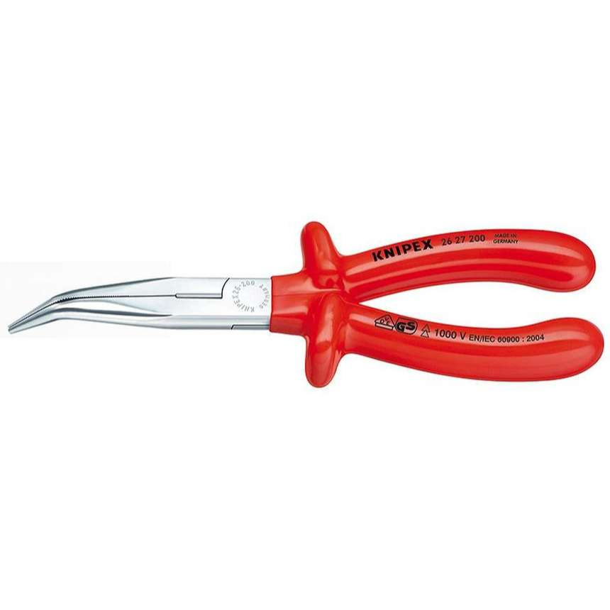 Půlkulaté kleště s břity (zobákovité) 200 mm KNIPEX 26 27 200 - 1000V. Chromováno, izolováno ponorem VDE