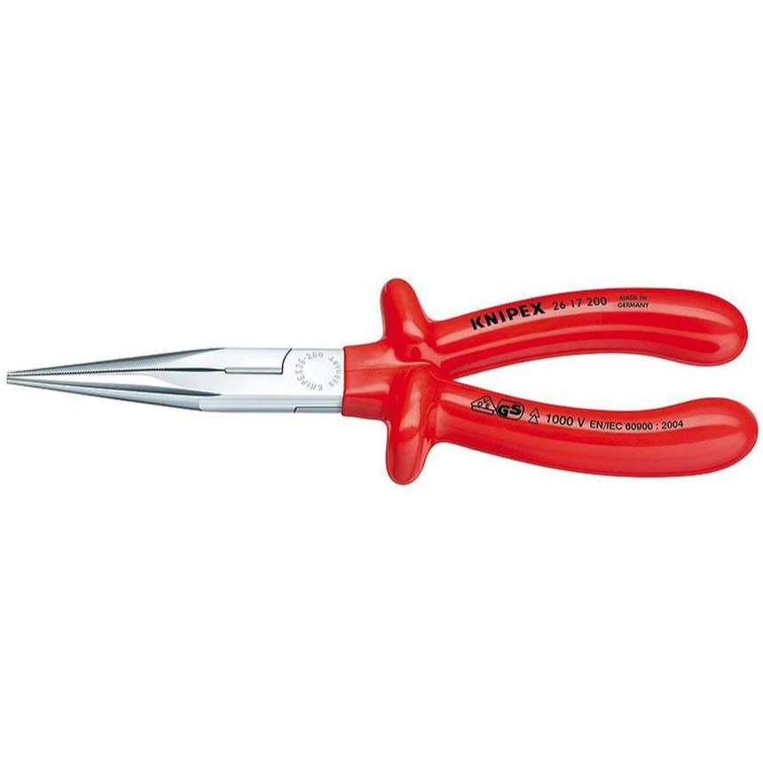 Půlkulaté kleště s břity (zobákovité) 200 mm - 1000V.  KNIPEX 26 17 200 - chromováno, izolováno ponorem VDE