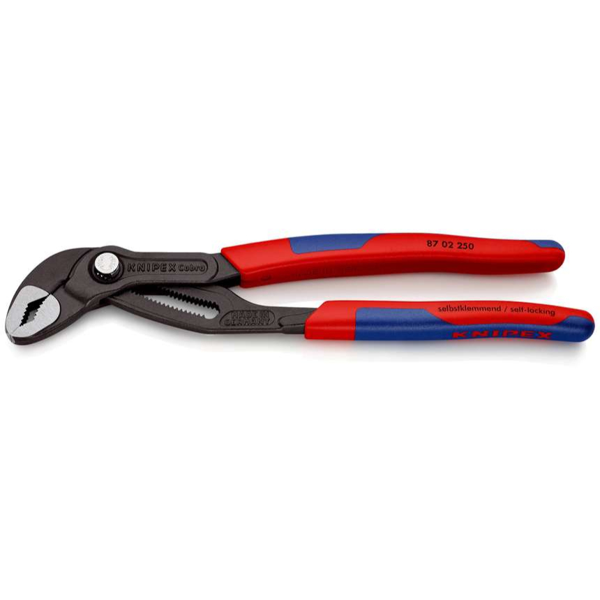 Kleště na trubky Cobra 250 mm. KNIPEX 87 02 250 - DIN ISO 8976 - leštěná hlava, vícesložkové návleky