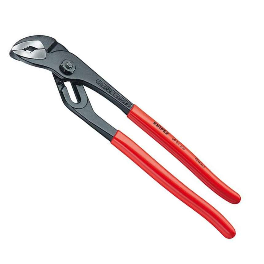 Instalatérské kleště s drážkovaným kloubem 250 mm KNIPEX 89 01 250 - leštěná hlava, plastové návleky