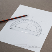 Japonský půlkruhový úhloměr SHINWA z čirého akrylátu 180° - průměr 150 mm Náhled