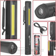 Inspekční dílenská lampa s magnetem LED COB 5W + 3W UV laser 800mAh 400lm IP44 (100) Náhled