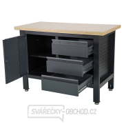 Pracovní dílenský stůl Matabro MB-TSK5413-L | 3 zásuvky | 1 skříňka | 1200 x 600 x 860 - 900 mm Náhled