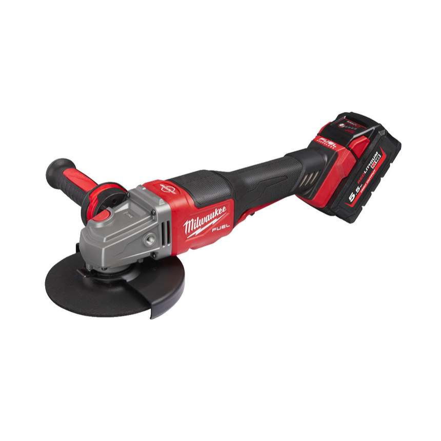 Aku úhlová bruska 125 mm Milwaukee M18 FHSAG125XPDB-552X s kolébkovým spínačem, 2x Aku (18 V, 5,5 Ah), 4933471080