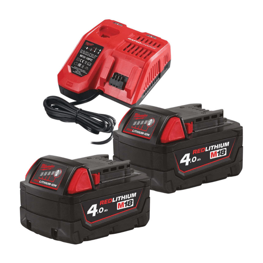 Aku nabíjecí sada Milwaukee M18 NRG-402, 2x Akumulátor M18 B4 + Aku nabíječka M12-18 FC, 4933459215