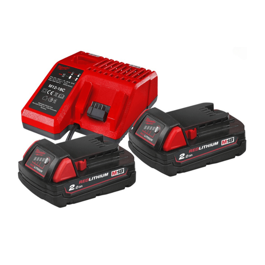 Aku nabíjecí sada Milwaukee M18 NRG-202, 2x Akumulátor M18 B2 + Aku nabíječka M12-18 C, 4933459213