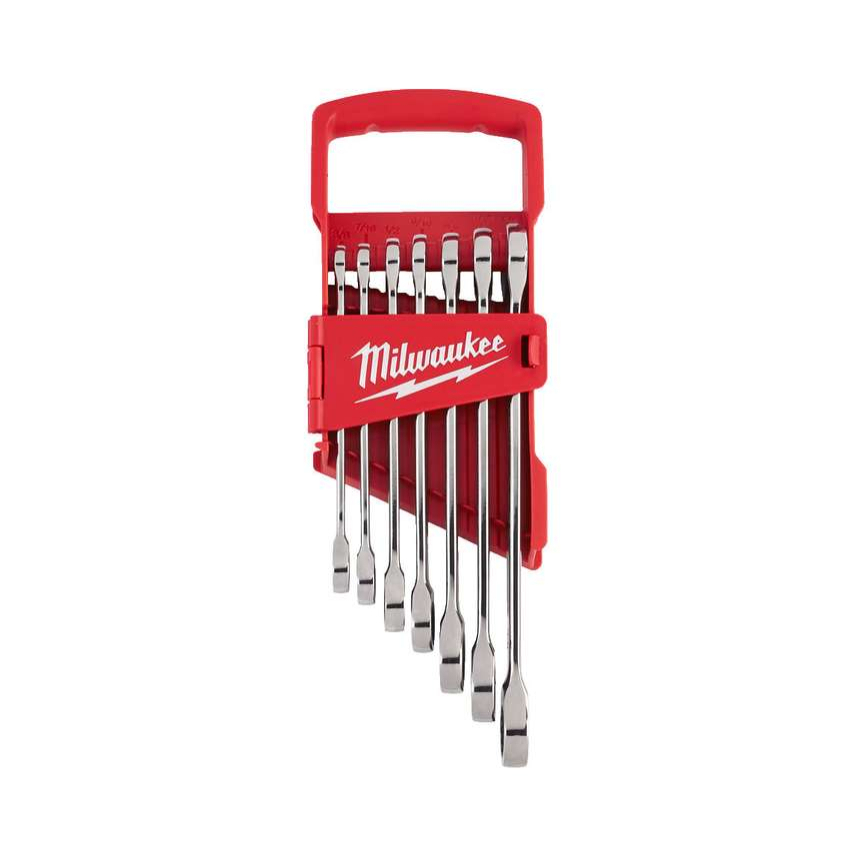 Očkoploché ráčnové klíče 3/8 ÷ 3/4" MAX BITE™ Milwaukee 4932464995 palcové. Sada 7 dílů v pořadači