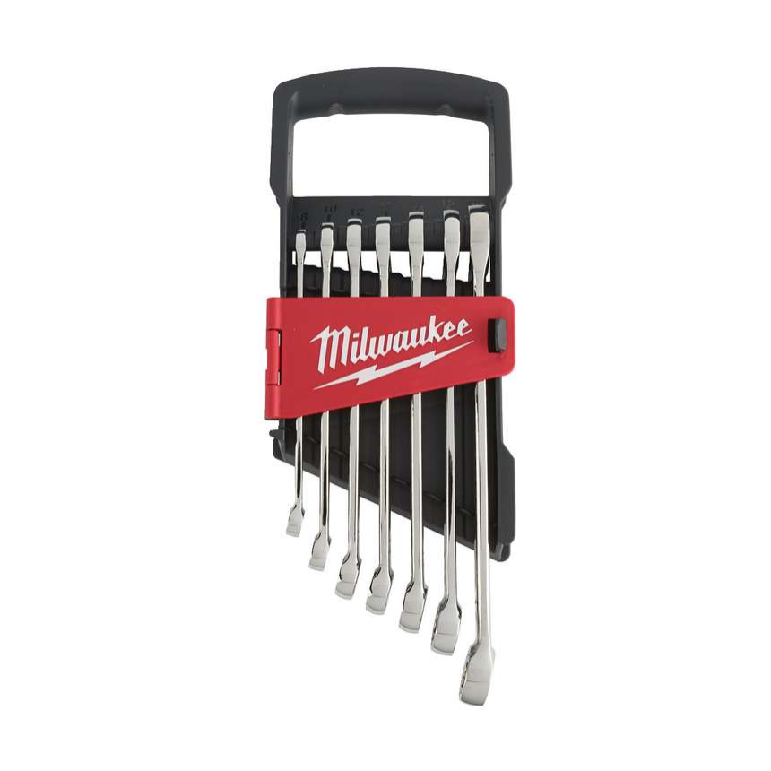 Očkoploché klíče 10 ÷ 17 mm MAX BITE™ Milwaukee 4932464257, vyhnuté. Sada 7 dílů v pořadači