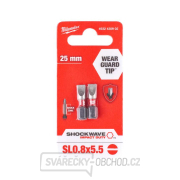 Šroubovací bit 1/4 Milwaukee Shockwave Plochý 0,8x5,5 x 25 mm - 2 ks Náhled